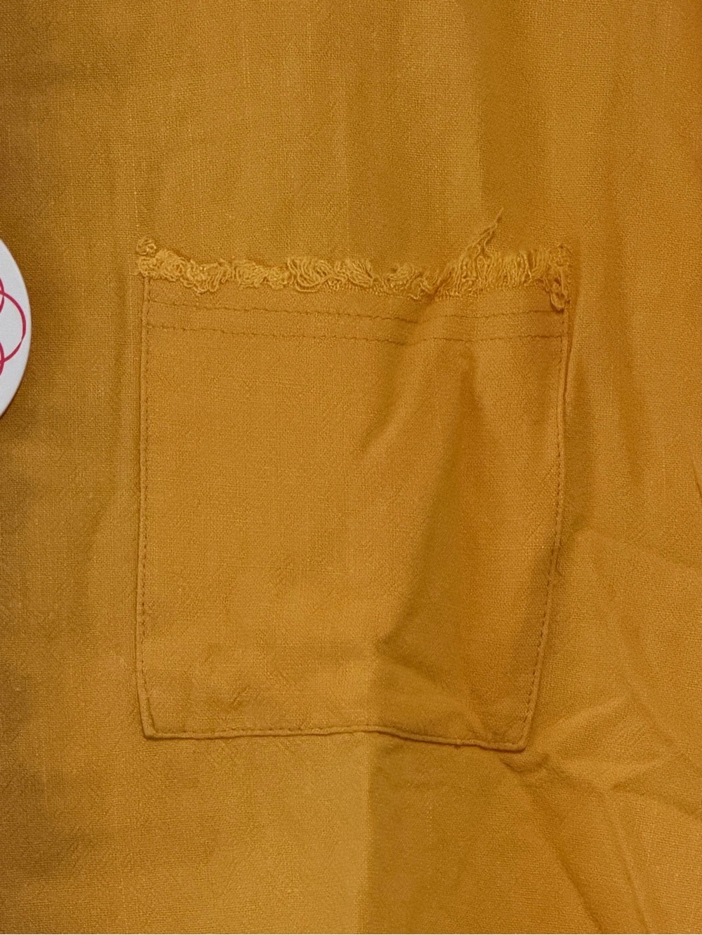 Umgee Mustard Yellow Cotton Linen Tee with Bleach-Splatter - Picture 3 of 7